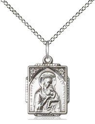 [0804HSS/18SS] Sterling Silver Our Lady of Perpetual Help Pendant on a 18 inch Sterling Silver Light Curb chain