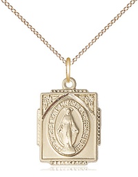 [0804MGF/18GF] 14kt Gold Filled Miraculous Pendant on a 18 inch Gold Filled Light Curb chain