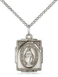 [0804MSS/18SS] Sterling Silver Miraculous Pendant on a 18 inch Sterling Silver Light Curb chain