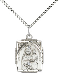 [0804PSSS/18SS] Sterling Silver Our Lady of Prompt Succor Pendant on a 18 inch Sterling Silver Light Curb chain