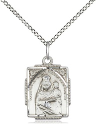 [0804PSSS/18SS] Sterling Silver Our Lady of Prompt Succor Pendant on a 18 inch Sterling Silver Light Curb chain
