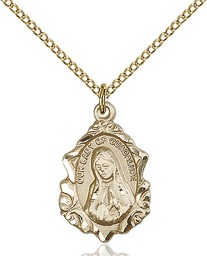 [0822FGF/18GF] 14kt Gold Filled Our Lady of Guadalupe Pendant on a 18 inch Gold Filled Light Curb chain