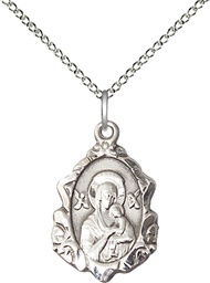 [0822HSS/18SS] Sterling Silver Our Lady of Perpetual Help Pendant on a 18 inch Sterling Silver Light Curb chain