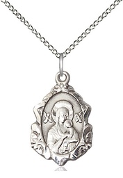 [0822HSS/18SS] Sterling Silver Our Lady of Perpetual Help Pendant on a 18 inch Sterling Silver Light Curb chain