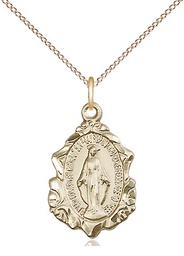 [0822MGF/18GF] 14kt Gold Filled Miraculous Pendant on a 18 inch Gold Filled Light Curb chain