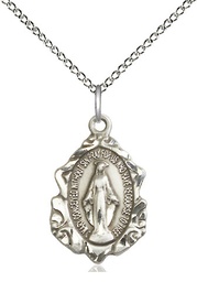 [0822MSS/18SS] Sterling Silver Miraculous Pendant on a 18 inch Sterling Silver Light Curb chain