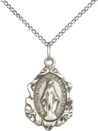 [0822MSS/18SS] Sterling Silver Miraculous Pendant on a 18 inch Sterling Silver Light Curb chain