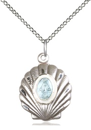 [1258SS/18SS] Sterling Silver Miraculous Pendant on a 18 inch Sterling Silver Light Curb chain