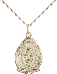 [1481MGF/18GF] 14kt Gold Filled Miraculous Pendant on a 18 inch Gold Filled Light Curb chain