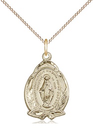 [1481MGF/18GF] 14kt Gold Filled Miraculous Pendant on a 18 inch Gold Filled Light Curb chain