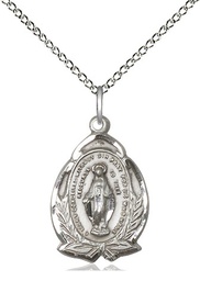 [1481MSS/18SS] Sterling Silver Miraculous Pendant on a 18 inch Sterling Silver Light Curb chain