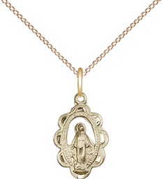[1610GF/18GF] 14kt Gold Filled Miraculous Pendant on a 18 inch Gold Filled Light Curb chain