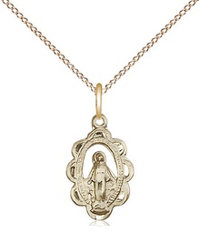 [1610GF/18GF] 14kt Gold Filled Miraculous Pendant on a 18 inch Gold Filled Light Curb chain