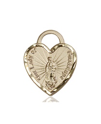 [3208KT] 14kt Gold Our Lady of Guadalupe Heart Medal
