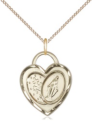 [3212GF/18GF] 14kt Gold Filled Miraculous Heart Pendant on a 18 inch Gold Filled Light Curb chain