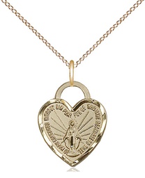 [3401GF/18GF] 14kt Gold Filled Miraculous Heart Pendant on a 18 inch Gold Filled Light Curb chain