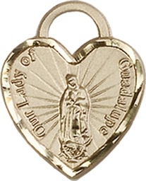[3408KT] 14kt Gold Our Lady of Guadalupe Heart Medal