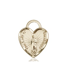 [3409KT] 14kt Gold Our Lady of Guadalupe Heart Medal