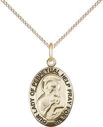 [3982GF/18GF] 14kt Gold Filled Our Lady of Perpetual Help Pendant on a 18 inch Gold Filled Light Curb chain