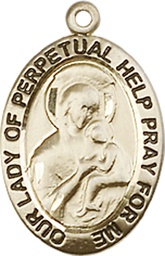 [3982KT] 14kt Gold Our Lady of Perpetual Help Medal