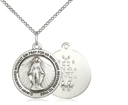 [4056SS/18SS] Sterling Silver Miraculous Pendant on a 18 inch Sterling Silver Light Curb chain