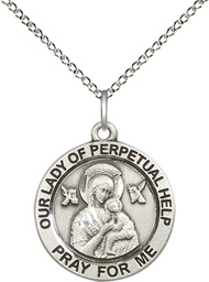 [4062SS/18SS] Sterling Silver Our Lady of Perpetual Help Pendant on a 18 inch Sterling Silver Light Curb chain