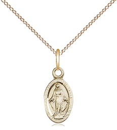 [4121MGF/18GF] 14kt Gold Filled Miraculous Pendant on a 18 inch Gold Filled Light Curb chain