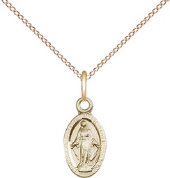 [4121MGF/18GF] 14kt Gold Filled Miraculous Pendant on a 18 inch Gold Filled Light Curb chain