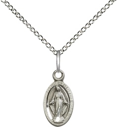 [4121MSS/18SS] Sterling Silver Miraculous Pendant on a 18 inch Sterling Silver Light Curb chain