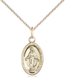 [4122MGF/18GF] 14kt Gold Filled Miraculous Pendant on a 18 inch Gold Filled Light Curb chain