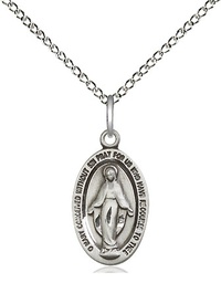 [4122MSS/18SS] Sterling Silver Miraculous Pendant on a 18 inch Sterling Silver Light Curb chain