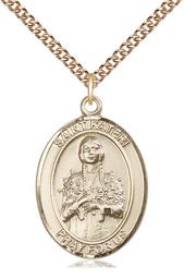 [7061GF/24GF] 14kt Gold Filled Saint Kateri Tekakwitha Pendant on a 24 inch Gold Filled Heavy Curb chain