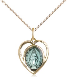 [4125EGF/18GF] 14kt Gold Filled Miraculous Pendant on a 18 inch Gold Filled Light Curb chain