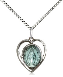 [4125ESS/18SS] Sterling Silver Miraculous Pendant on a 18 inch Sterling Silver Light Curb chain