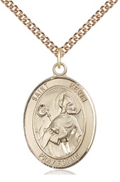 [7062GF/24GF] 14kt Gold Filled Saint Kevin Pendant on a 24 inch Gold Filled Heavy Curb chain