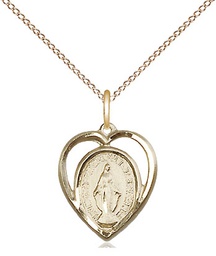 [4125GF/18GF] 14kt Gold Filled Miraculous Pendant on a 18 inch Gold Filled Light Curb chain
