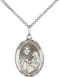 [8072SS/18SS] Sterling Silver Saint Margaret Mary Alacoque Pendant on a 18 inch Sterling Silver Light Curb chain