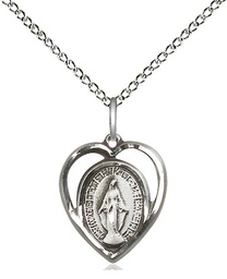 [4125SS/18SS] Sterling Silver Miraculous Pendant on a 18 inch Sterling Silver Light Curb chain