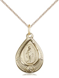 [4144MGF/18GF] 14kt Gold Filled Miraculous Pendant on a 18 inch Gold Filled Light Curb chain