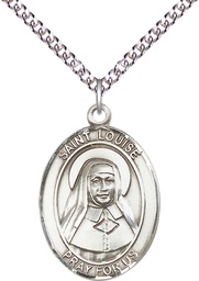 [7064SS/24SS] Sterling Silver Saint Louise de Marillac Pendant on a 24 inch Sterling Silver Heavy Curb chain
