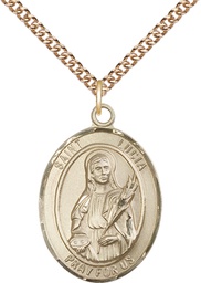 [7065GF/24GF] 14kt Gold Filled Saint Lucia of Syracuse Pendant on a 24 inch Gold Filled Heavy Curb chain