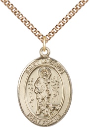 [7066GF/24GF] 14kt Gold Filled Saint Lazarus Pendant on a 24 inch Gold Filled Heavy Curb chain