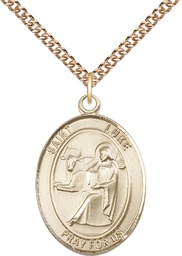 [7068GF/24GF] 14kt Gold Filled Saint Luke the Apostle Pendant on a 24 inch Gold Filled Heavy Curb chain