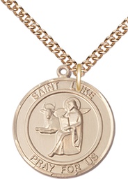 [7068RDGF/24GF] 14kt Gold Filled Saint Luke the Apostle Pendant on a 24 inch Gold Filled Heavy Curb chain