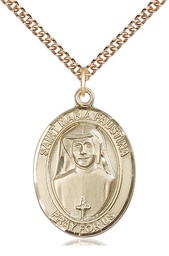 [7069GF/24GF] 14kt Gold Filled Saint Maria Faustina Pendant on a 24 inch Gold Filled Heavy Curb chain
