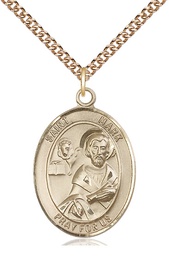 [7070GF/24GF] 14kt Gold Filled Saint Mark the Evangelist Pendant on a 24 inch Gold Filled Heavy Curb chain