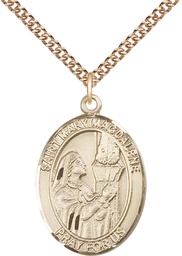[7071GF/24GF] 14kt Gold Filled Saint Mary Magdalene Pendant on a 24 inch Gold Filled Heavy Curb chain
