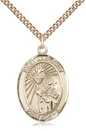 [7072GF/24GF] 14kt Gold Filled Saint Margaret Mary Alacoque Pendant on a 24 inch Gold Filled Heavy Curb chain