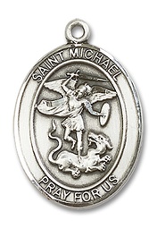 [7076SS] Sterling Silver Saint Michael the Archangel Medal