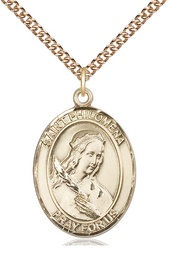 [7077GF/24GF] 14kt Gold Filled Saint Philomena Pendant on a 24 inch Gold Filled Heavy Curb chain